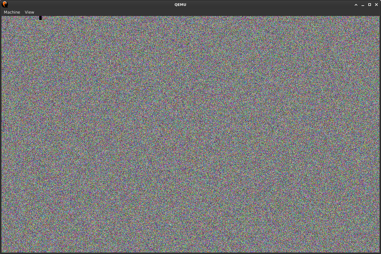 Screenshot of filling the Frame Buffer with random garbage